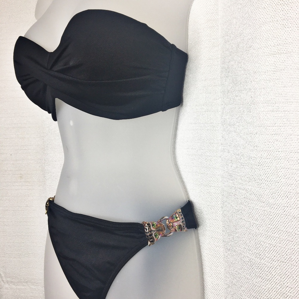 Victoria's Secret Black Bikini Sz 36C and M Bottom